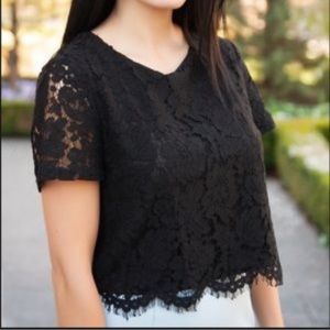 Banana Republic black lace crop top